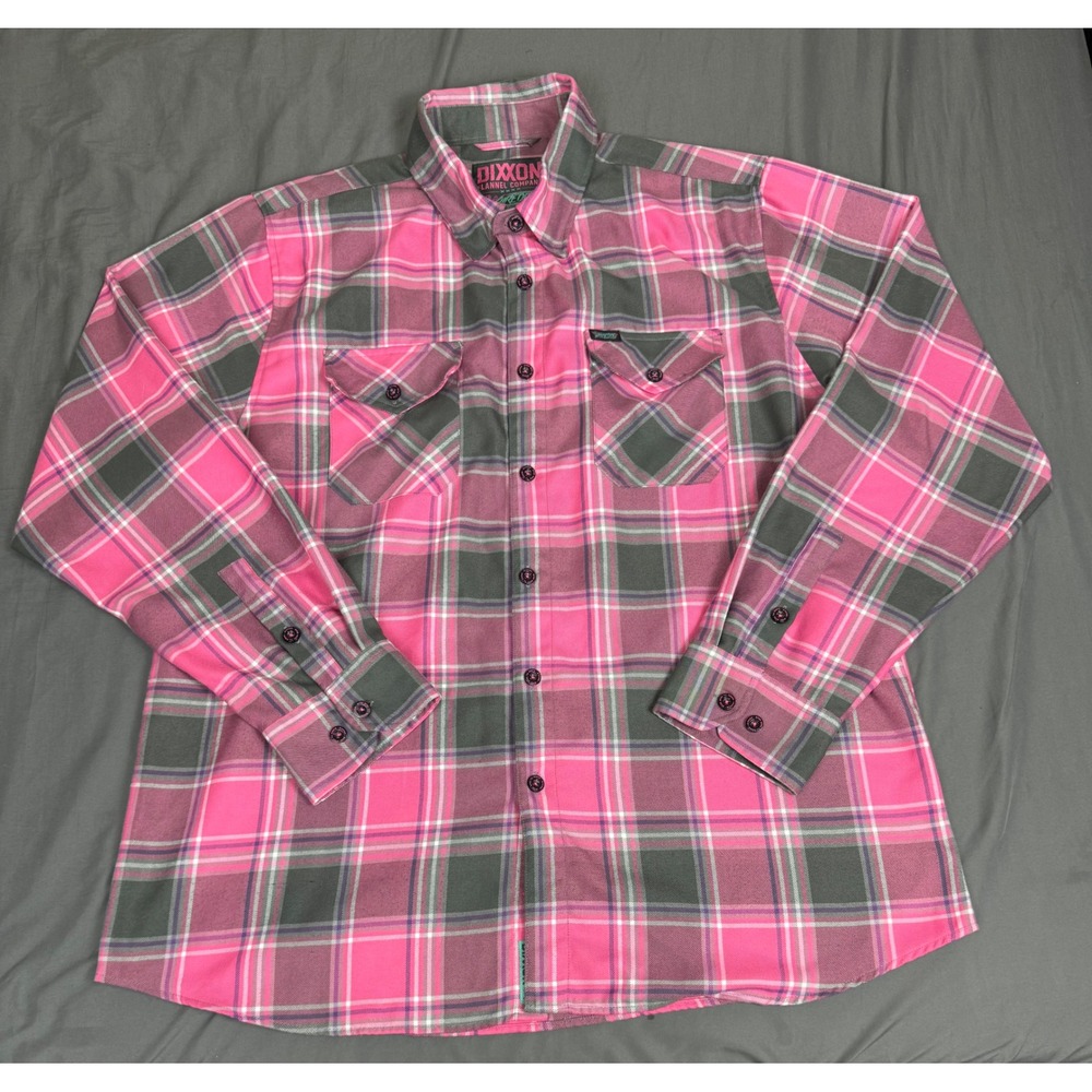 Dixxon Flannel Co Shreddy Pink Grey Plaid D-Tech Shirt Mens XL Long Sleeve
